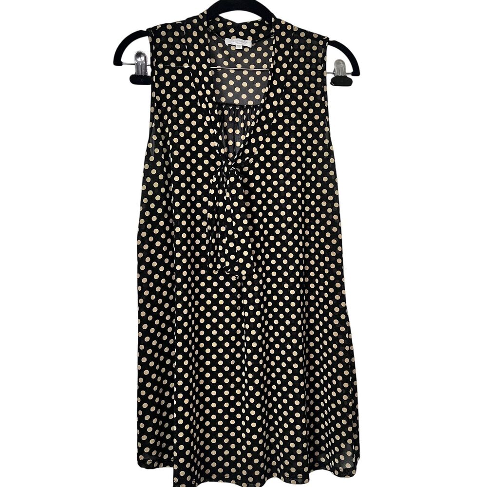 Siren Lily Maternity Polka Dot Tie Front Top Size Large Sheer Sleeveless Blouse